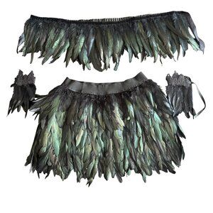 Black Feather Skirt and Shawl  Costume/Festival Wear Size XL